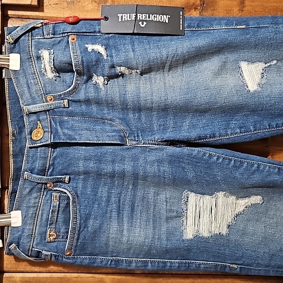 True Religion Halle Stretch Distressed Skinny Jeans Size 25 - Picture 2 of 16